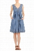 eShakti Women's Floral embellished chambray voile dress