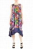 eShakti Women's Floral print crepe high-low hem dress