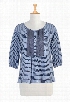 eShakti Women's Pleated bib front stripe knit top