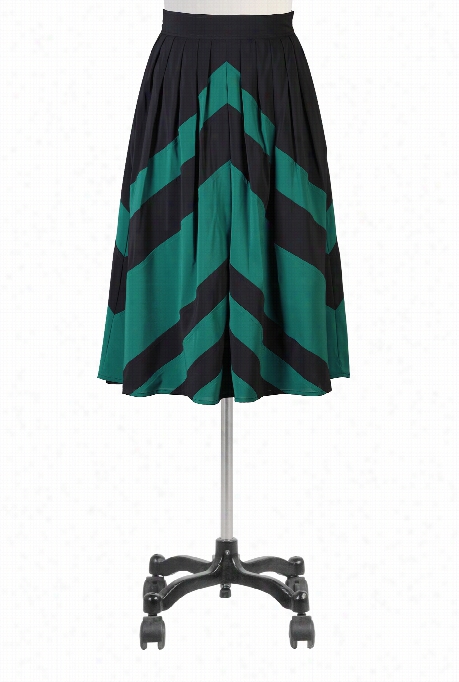 Eshakti Women's Banded Chevron Stripe Crdpe Skirtt