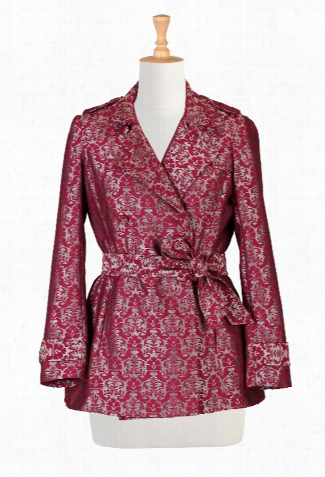 Eshakti Women's Baroque Brocade Short Furrow Coat