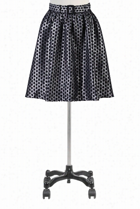 Eshaktk Women's Belted Polka Dot Lurex Skirt