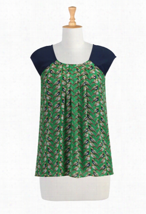 Eshakti Woen's Bird Print  Chiffon Top