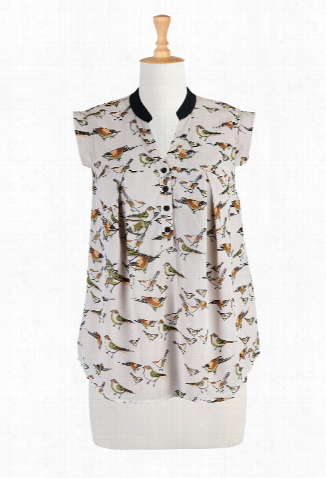 Eshakti Women's Bird Print Georgette Bluose