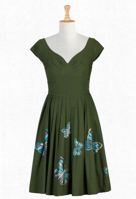 Eshakti Womeen's Butterfly Embellished Popli N Dress