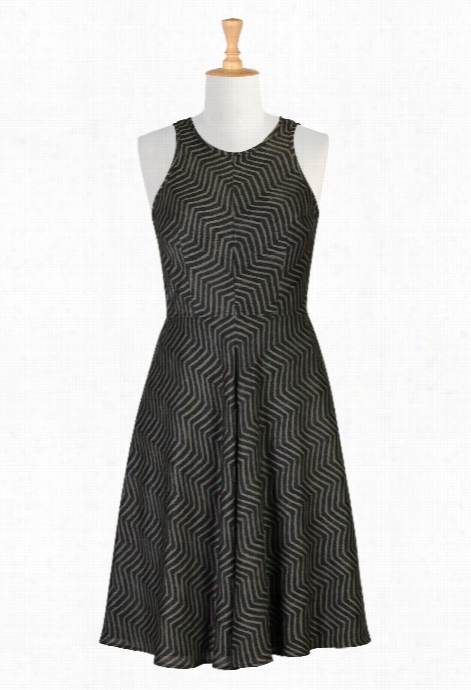 Eshakti Women's Chevron Stripe Cutaway Projection Dress
