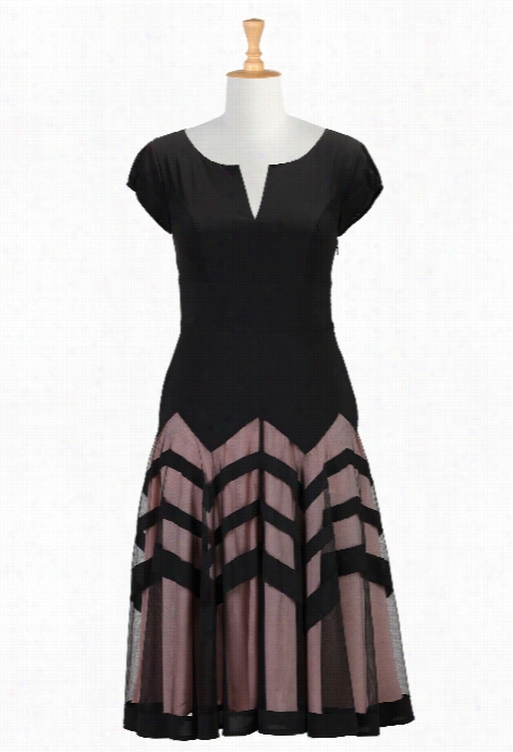 Eshakti Women's Chevron Stripe Skirt Crepe Dress