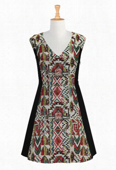Eshakti Women's Colo Rbock Graphic Jacquard Dress
