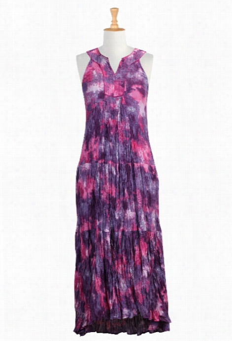 Eshakti Womens' Crinkled Tie-dye Print Maxi Dress