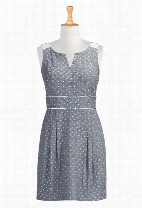 Eshakti Women's Dot Rint Chambray Tank Dress