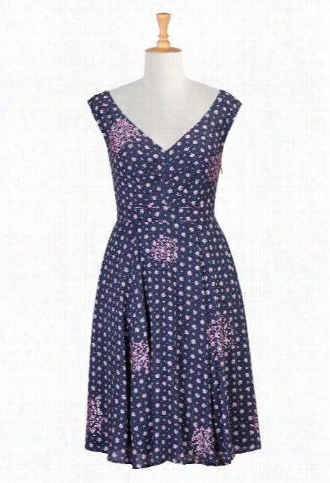 Eshakti Women's Dot Print Floral Emblelished Dresss