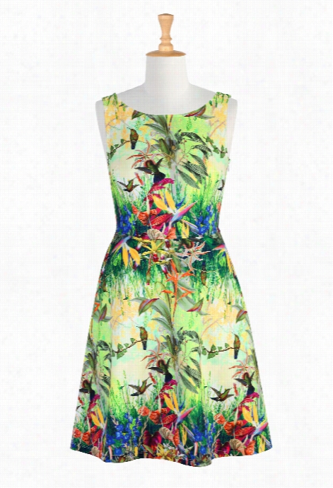 Esakti Women's Fantasy Bird Digital Print Dress