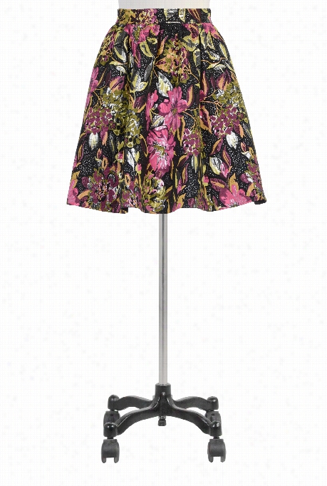 Eshakti Women's Floral Metallic Jacquard Full Skirt