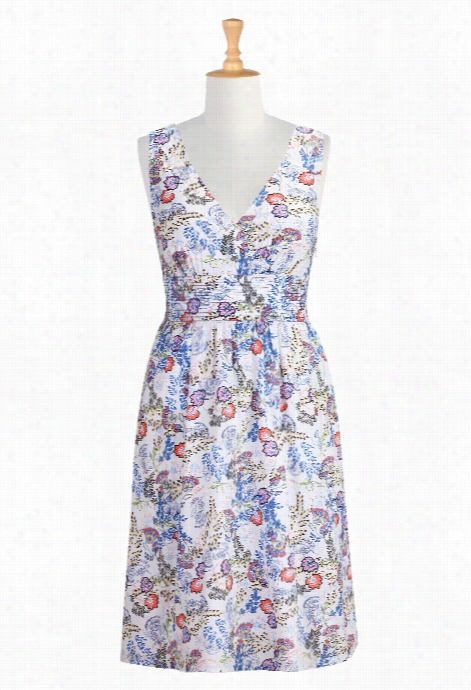 Eshakti Women's Floral Stamp Cambric Dress