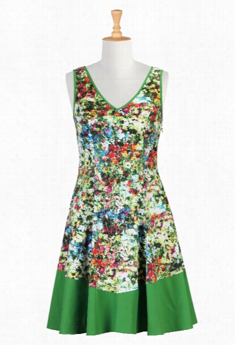 Eshakti Women's Floral Print Asteen Clorblock Dress