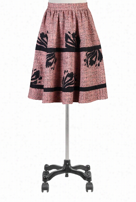 Eshakti Women's Graphic Applique Wool Mingle Tweec Skirt