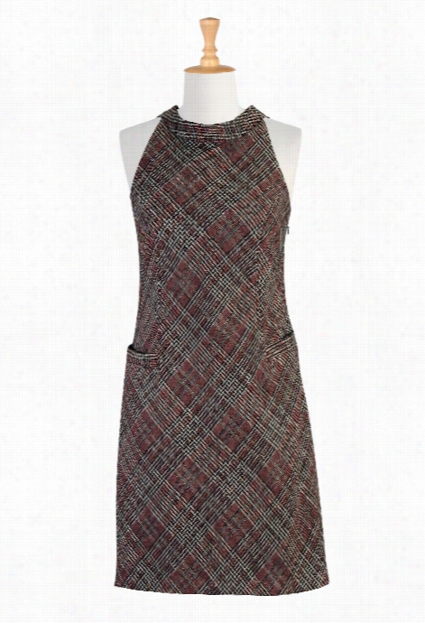 Eshakti Women's Houndstooth Check Wool Blend Dress