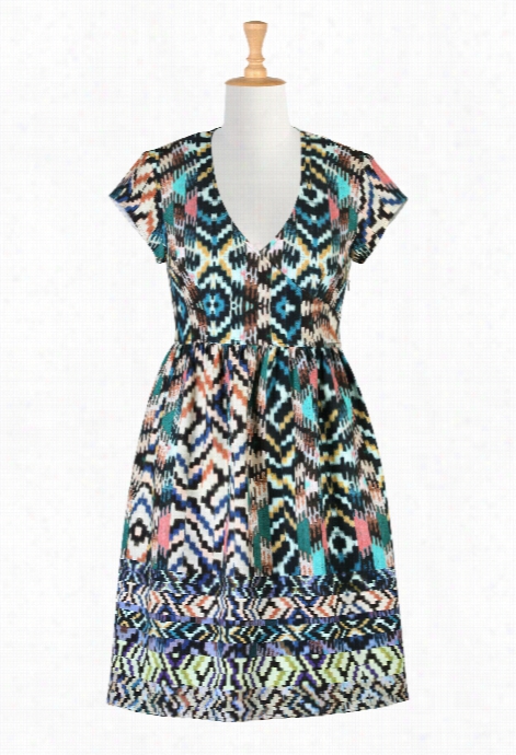 Eshakti Women's Ikat Print Join Surplic Dress