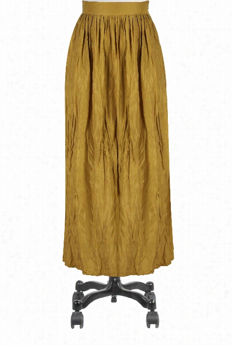 Eshakti Women's Inda Silk Crinkled Long Skirt