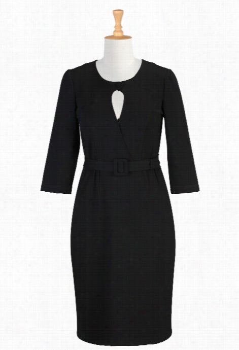 Ehakti Womeen's Keyhole Front Ponte Sheath Dress