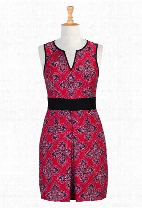 Eshakti Women's Mosaic Tile Print Banded Waist Dress