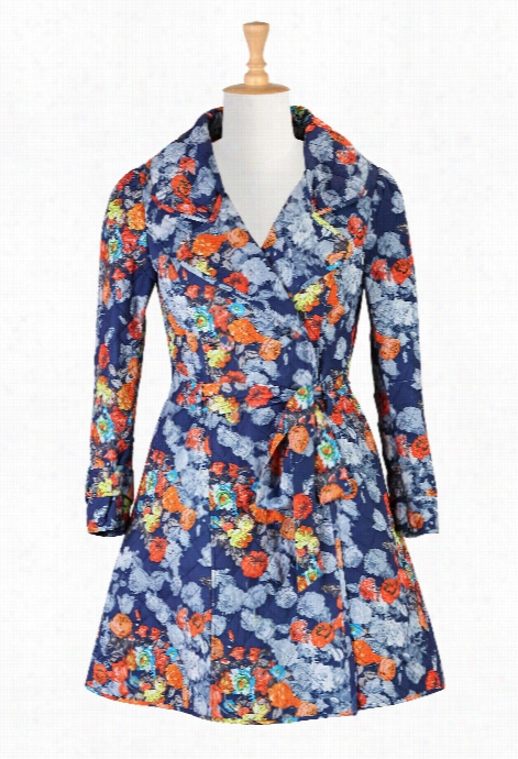 Eshakti Womeen's Uqilted Floral Print Trench