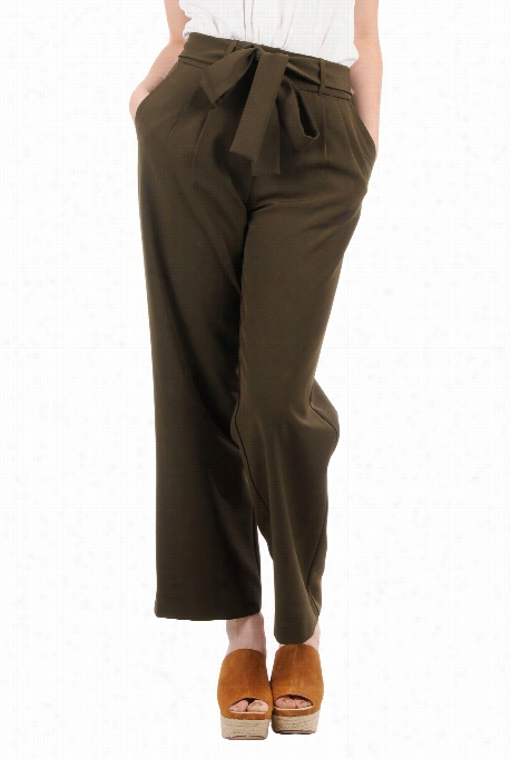 Eshakti Wome N's Sash Tied Stretch Crpe Pants