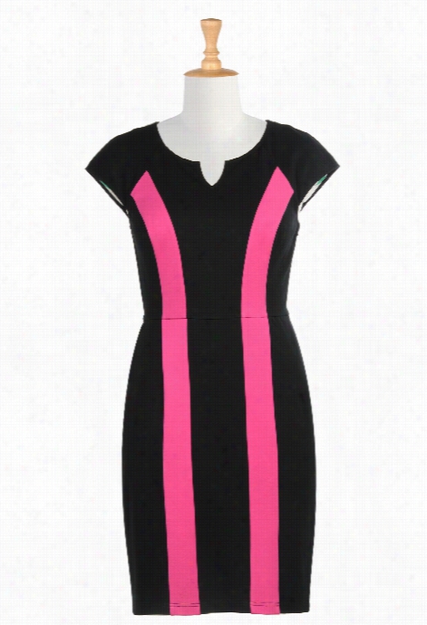 Eshakti Women's Sporty Stripe Colorblock Ponte Dress
