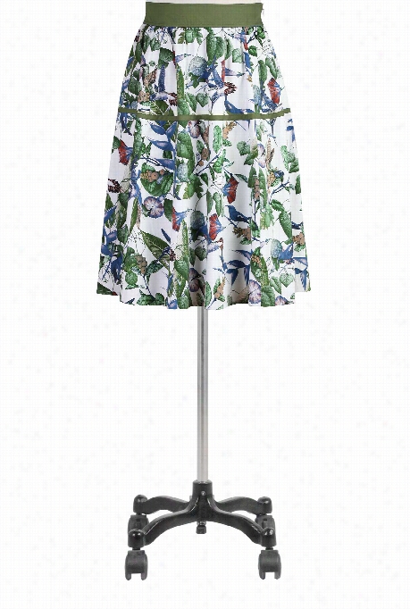 Es Hakti Women's T Ropical Bird Print Sateen Skirt