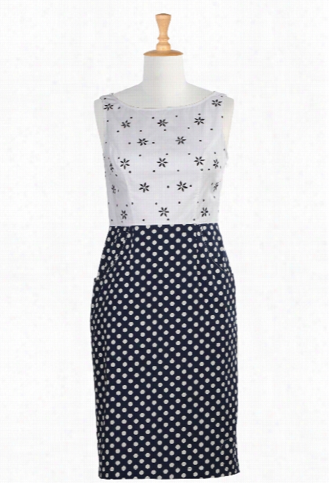 Eshakti Women's Two Tone Polka Dot Sheath Dress