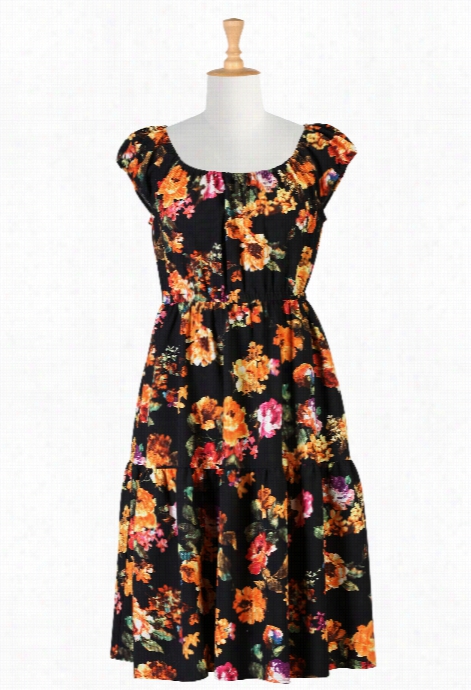 Eshakti Women's Vibrant Blooms Peasnt Dress