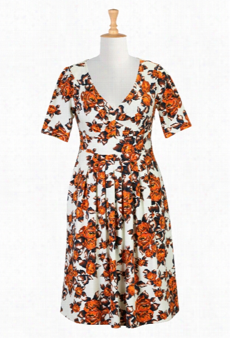 Eshakti Women's Vibrant Floral Print Jersey Dress