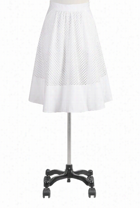 Eshakti Women's White Eyelet Cotton Full Skirt