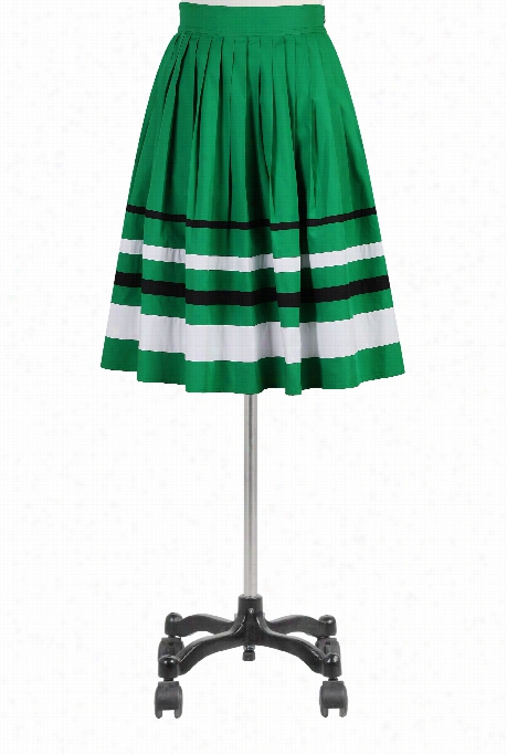 Eshakti Women's Banded Stripe Poplin Full Skirt