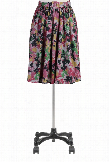 Eshakti Women's Bleted Floral Print Skirt