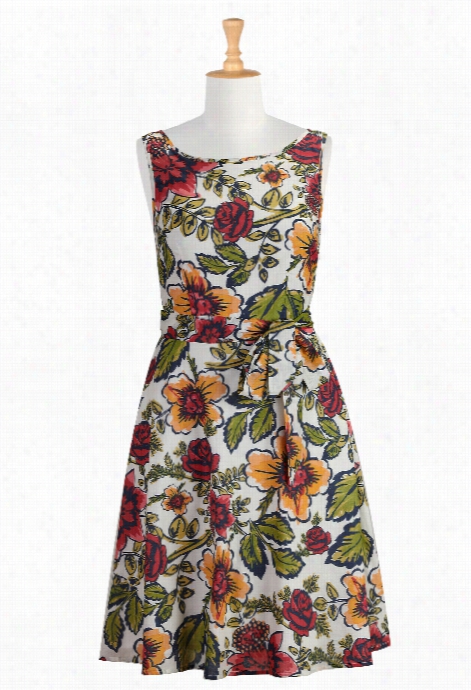 Esshakti W0men's Bold Floral Voile Print Dress