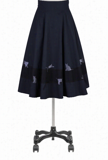 Eshakti Women's Cat Embellished Poplin Skirt
