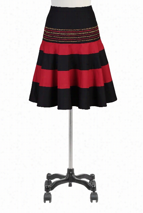 Eshakti Women's Embellished Stripe Poplin Skirt