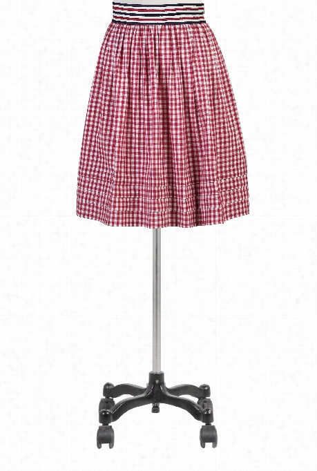 Eshakti Women's Embellished Stripe Waist Gingham Skirt