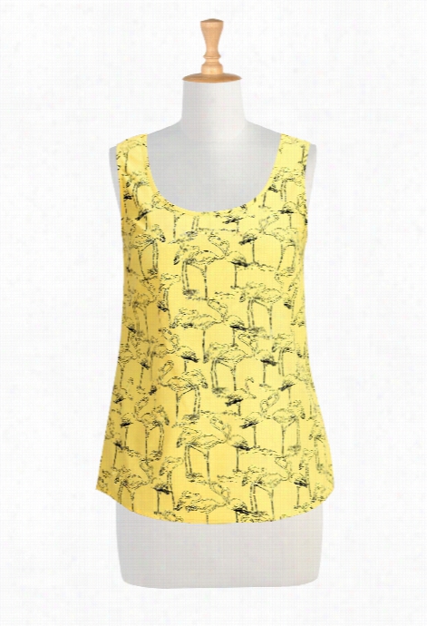 Eshakti Wome N' Sflmingo  Prnit Cotton Sateen Tank