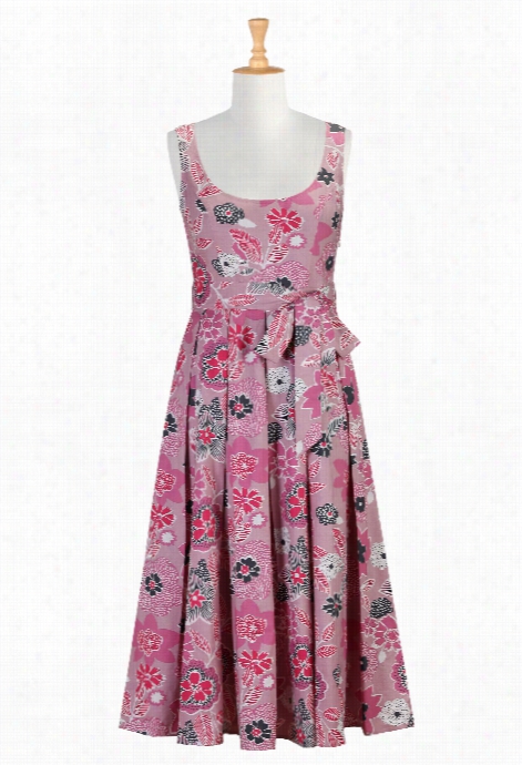 Eshakti Woken's Floral Art Print Cptton  Dress