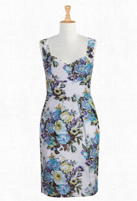 Eshakti Wome'ns Floral Bouquet Cotton Impression Dress