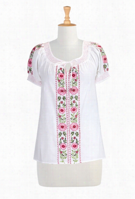 Eshakti Women's Folk Emroidered Peasant Blouse