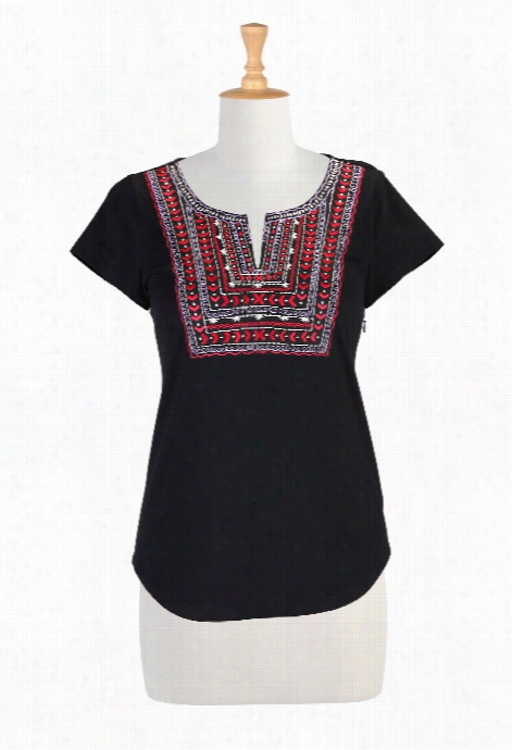 Eshakti Women's Graphic Geo Yoke Knit Tunic