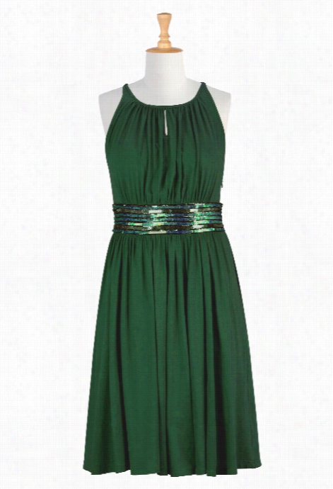 Eshakti Women's Green Obscurity Sequined Dress