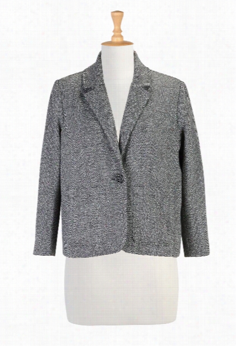 Eshakti Women's Herringbone Tweed Wooll Blend Blazer