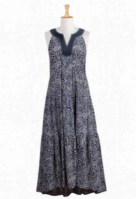 Eshakti Women's Ikat Diamond Print Maxi Dress