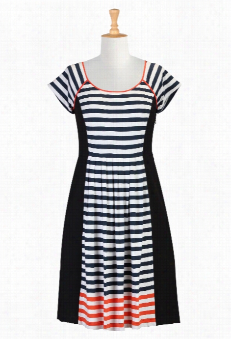 Eshaktiwomen's Nautical Stripe Colorblock Dress