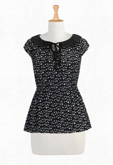 Eshakti Wom En's Peer Pan  Collar Star Print Top