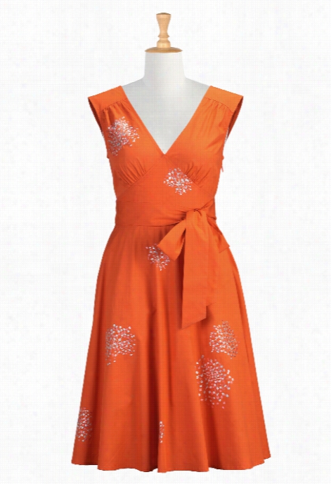 Eshakti  Women's Pin-up Embellished Poplin Dress